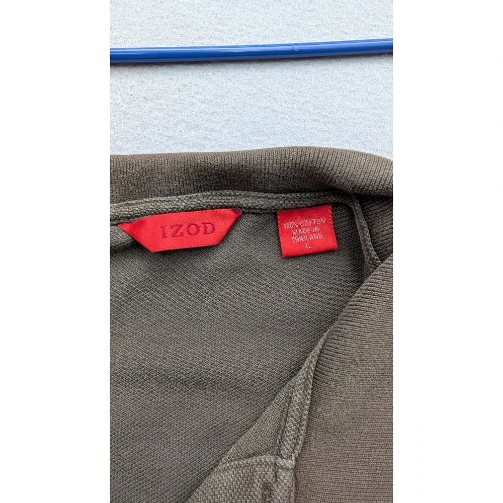 IZOD Polo Shirt Pique Knit Short Sleeve Brown Mens Large Classic Casual Large